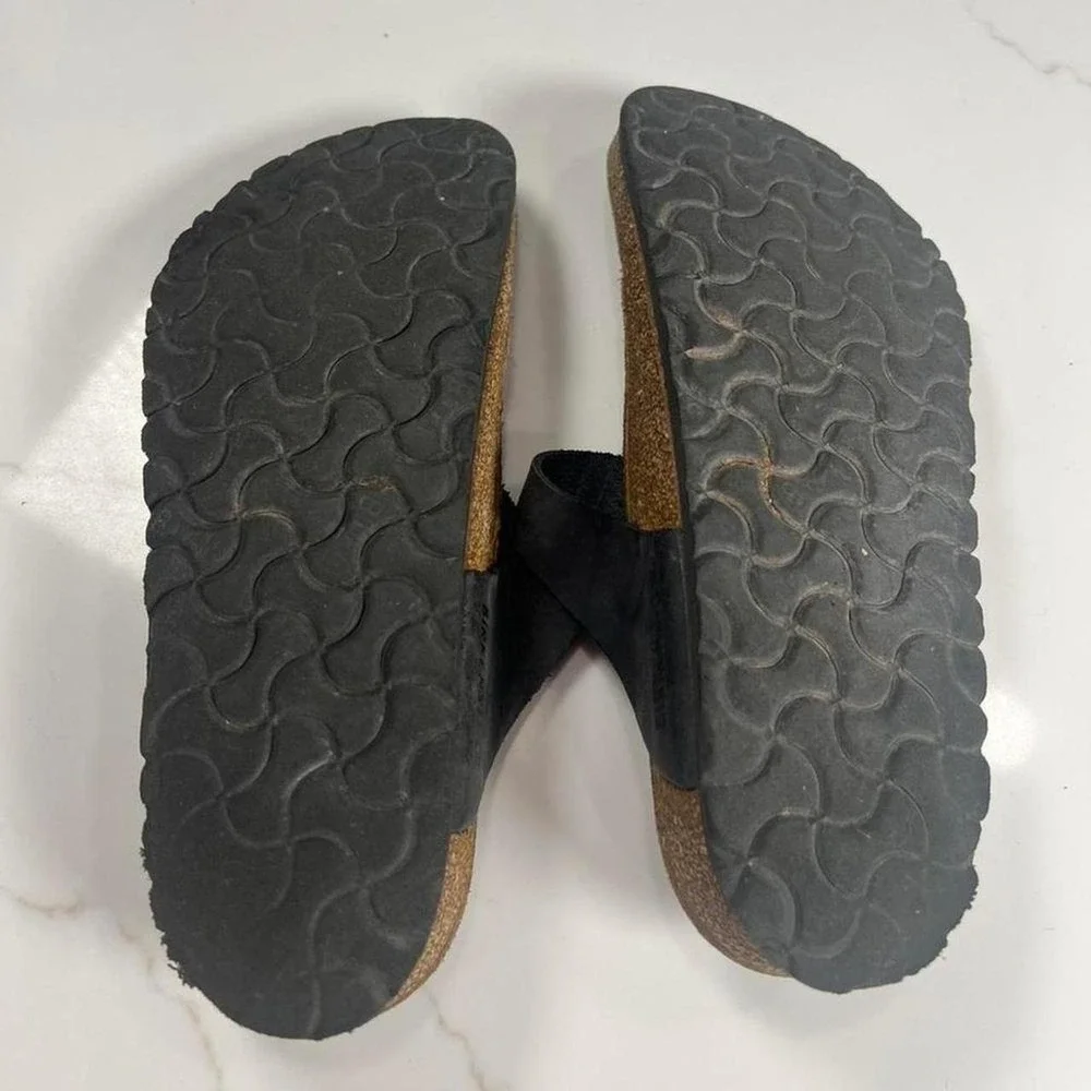 Birkenstock Gizeh Sandals Womens Black Braided Leather T-Strap Thong 38 Narrow